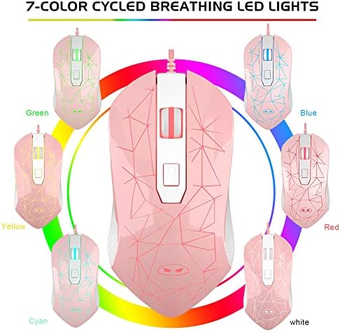 Жичен Игри Тастатура И Глувчето Комбо, LED Позадинско Осветлување Игри Тастатура Со Кристално Покритие, 7 Бои LED Позадинско Осветлување
