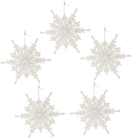 Јардве 5 парчиња Тродимензионален Приврзок За Снегулка Бели Орнаменти Ѕвезден Накит Прозорец Венец 3Д Украс Од Снегулка Новогодишни Украси 3Д