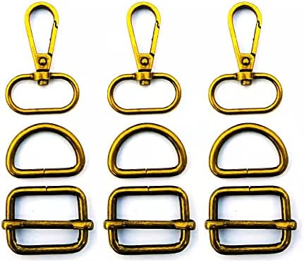 Cys 18pcs метал вртливата приврзоци куки со d прстени и три-сјајни слајдови за чанти за чанти за занаетчиски занаети за шиење DIY