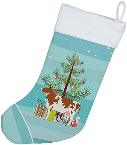 Богатства на Каролина BB9194CS Ayrshire Cow Chistrish Christman Christmas, Teal, камин што виси чорапи Божиќна сезона забава Декорации