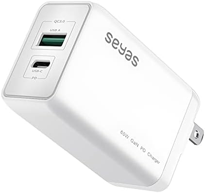 USB C Charger, SEYAS 65W Брза полнач за напојување 3.0 GAN Tech Wallид полнач за напојување PD Charger за iPhone/MacBook/iPad/AirPods/Pixel/Galaxy/Switch