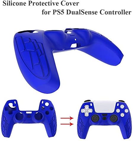 Контролер на Kakuma PS5 Силиконски покритие кожа, силиконски зафат заштитен заштитник на кожата со 8 капачиња за палец
