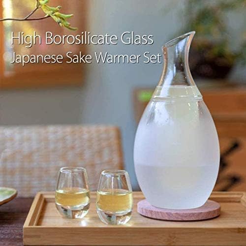 Сакети постави очила, 8. 5 унца саке карафе чаши со 4 саки чаши поставени за потопло или ладно јапонско вино со камени подложни подароци