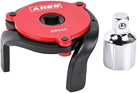 ARES 56040-Црвен прилагодлив магнетски 3-вилица за филтрирање на маслото-2 3/8-инчен до 3/8 инчен опсег-Користете со 3/8 или 1/2-инчен погон