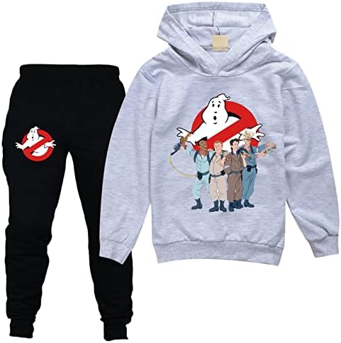 Leorz Child Pullover Outfit Ghostbusters Housidies и Patагер панталони костум за момчиња девојчиња 2 парчиња сет на џемпери за џемпери