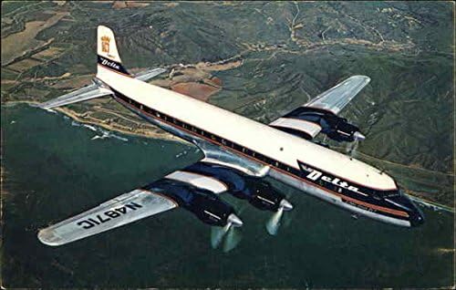 Delta Air Lines Golden Crown DC-7 Авион Оригинална гроздобер разгледница