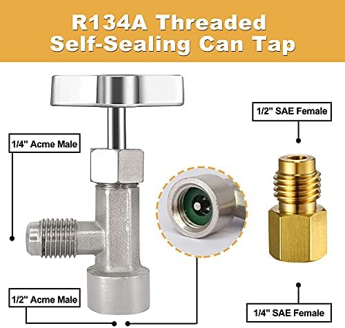 Sinekong R134A може да допре, стил на пункција R-134A Диспензерот за ладење со резервоар за резервоар за 1/4 и 1/2 црева за полнење