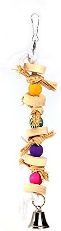 Хипети папагал миленичиња птица џвакање игра играчка дрвена слама со bellвоно кафез занишани играчки кафез виси додаток