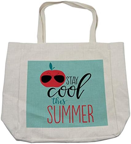 Ambesonne Останете кул торба за купување, смешен престој кул овој летен текст и очила за сонце од јаболка, еколошка торба за еднократно користење