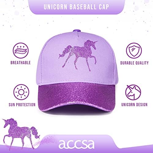 ACCSA девојки Бејзбол капа Унирог Капчиња за девојчиња летни деца Камион Хет прилагодлива капа за бејзбол