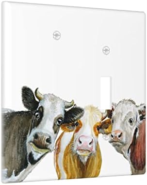 Симпатична крава фарма куќа двојна комбинација единечна празна 1 влезна сад за излез на wallиден плоча, светло прекинувач за светло 2