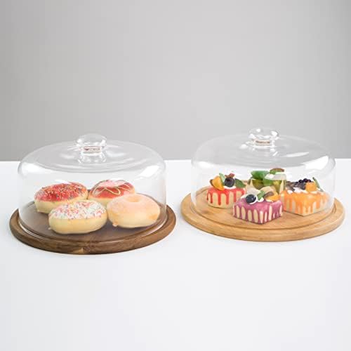Квморзе 10.2''''glass Десерт купола со база, 11,8 Декоративна табла за торта со стаклена купола, фиока за приказ на овошје за торта за кујна,