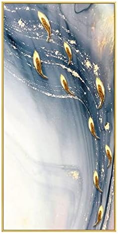 Wallидна уметност 3Д рачно насликани - рачно масло за сликање на маслото платно уметноста уметност девет риба фигура златна линија