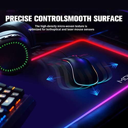 RGB гејминг глушец подлога со 4-порта USB центар, LED мека продолжена мансарда со голема големина, 16 бои 3 осветленост на глувчето, не-лизгачка