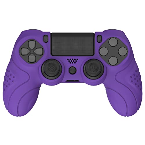 PlayVital Guardian Edition Purple Ergonomic Soft Anti-Slip Controller Silicone Case Cast за PS4, гума заштитник на кожата со капачиња за џојстик