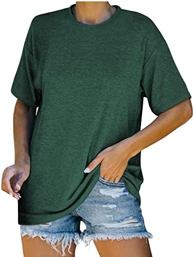 Дами кратки 1/2 ракав Топ на врвни маички за тинејџерски девојки екипаж вратот Спандекс Основно есенско летно врвно мека удобна облека fl