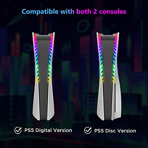 LED светлосна лента за PS5, RGB LED светло за конзола PlayStation 5 со 7 бои 400+ режими, музика за синхронизација на бои за промена