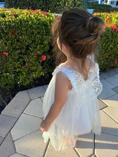 Детско дете девојче девојче пеперутка крило фустан самовила тул слоевит туту фустан принцеза роденденска облека торта пресече розов
