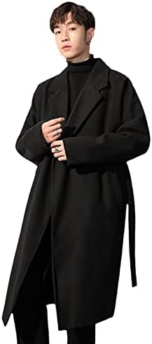 Зимски кардиганс ров машка волна од волна, црна долга палто за машка облека за машка облека за ветерници за мажи