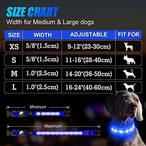 JOYTALE 16-24 '' LED јака за кучиња и 6ft двострана рефлексивна поводник, осветлете ја ноќната безбедност за полнач на миленичиња и совпаѓање