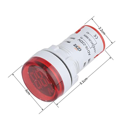 KQOO 2PCS Mini Digital Voltmeter 22mm Round AC 12-500V Тестер за напон на напон монитор за монитор LED индикатор за LED 30x30mm