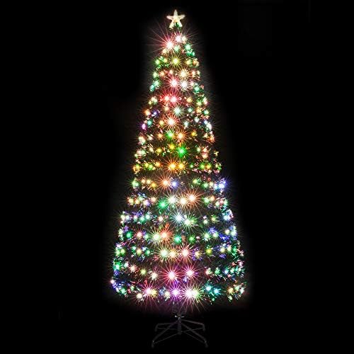Youbtq 7.5 СТАПКИ Оптички Влакна Елка со 260 LED Светилки &засилувач; 260 Гранки Премија Божиќ Бор дрво За Дома, Канцеларија, Партија Декорација