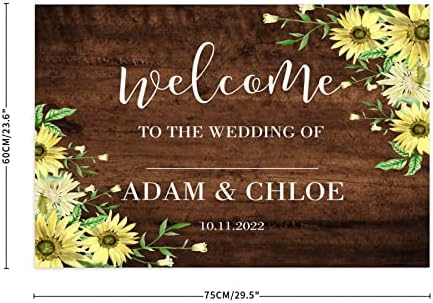 Добредојдовте на нашата свадба свадба, знак за добредојде, рустикален дрвен семеен знак г -дин и г -ѓа Персичен свадбен знак за свадбена церемонија