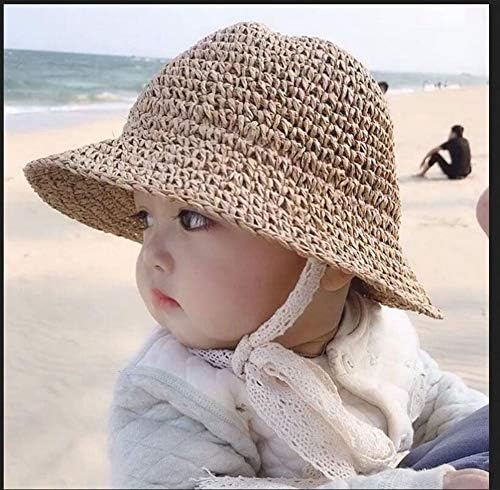 Девојче Девојче лето слама капа, деца девојки широки обликувани флопи плажа Сонце визир капа, девојче Сонце капа