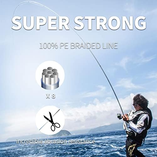 Супер јачина 8 нишки плетенка риболов линија, плетенка со отпорни на абразија, линија за риболов на нула и висока чувствителност, плетенка