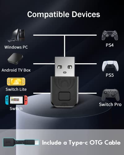 Bluetooth Контролер Адаптер ЗА PS4/ PS5/ Прекинувач Про Контролер, AOLION Безжичен Контролер Адаптер Компатибилен Со Прекинувач/