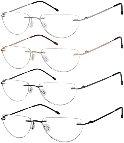 Очила за читање со 4-пакети за читање лесни жени мажи половина од месечината читатели +2,75
