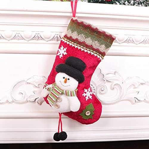 Божиќни чорапи Санта Снежаман XMAS Charicer 3D плишано постелнина висечка ознака плетена гранична огледало на венчавки од централни