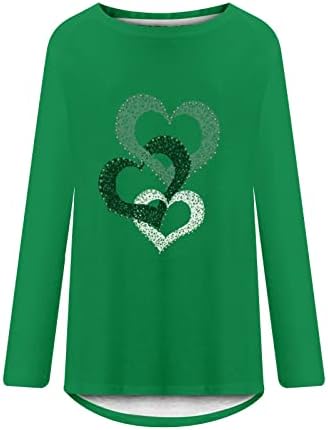 Денот На вљубените Жени Плус Големина Туника Блузи За Хеланки Сјај Срце Печатење Екипажот Долг Ракав Пуловер Кошула Блуза