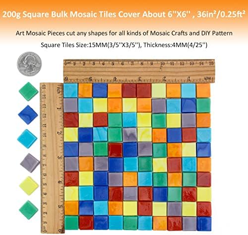 Wq Warmqing 200g 15x15mm Квадратни Мозаични Плочки За Занаети Рефус, 0,59 Избрани Мозаични Стаклени Парчиња Во Боја, Мозаична
