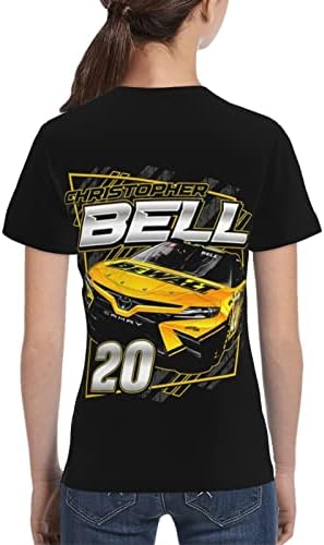 Asfrsh Christopher Bell 20 кошула за Teen Girl & Boy Printing кратки ракави, атлетски класичен кошула кошула екипаж маица маица
