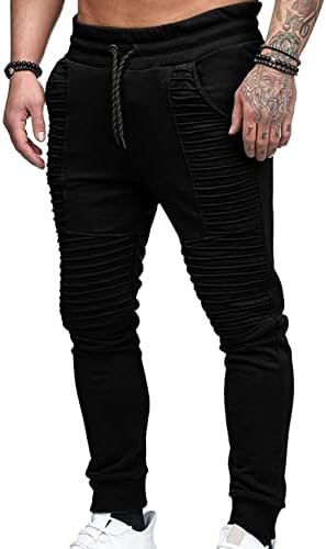 Основни панталони за џогер за мажи на NYYBW - Атлетски теретани за вежбање, отворено дно џемпери со џебови Рег и големи и високи