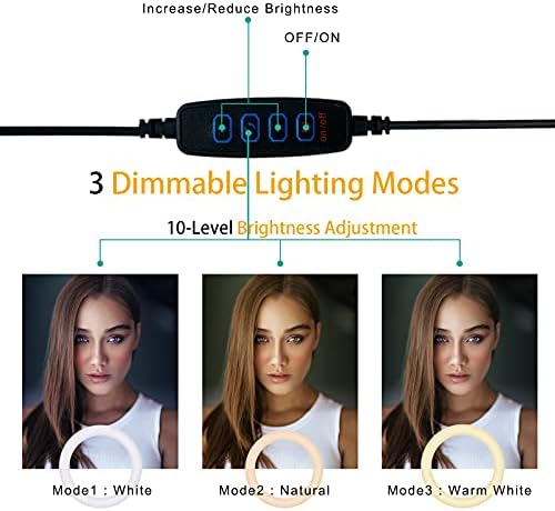 LED Прстен Светло 8 Со Заден Клип За Видео И Шминка На YouTube, Selfie Прстен Мини Светлина Во Живо Тек Десктоп Светилка со 3 Режими на Светлина