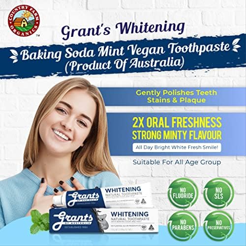 [5x 110g] Грантови природни заби што ја избегнувале пастата за заби со сода бикарбона, длабоко чиста, вкус на нане, за веган и целата возрасна
