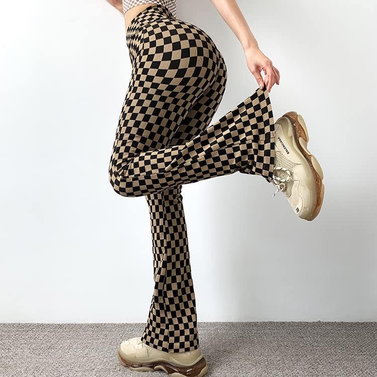 Idy Cosac Chessboard Model Долна облека за тренингот, Гингам со висока половината за кревање на стомакот за подигнување
