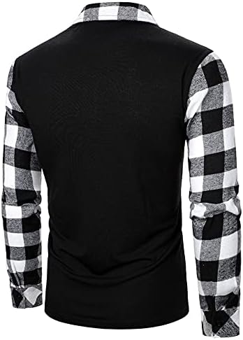 Машки Поло кошули со долги ракави, обичен голф-маица за голф лажна дводелна боја што одговара на костум од јака, исечени атлетски