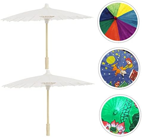 Jardwe рачен декор Кинески декор Масовни чадори 2 парчиња чадори за хартија од хартија Свадба невеста парасоли бела хартија