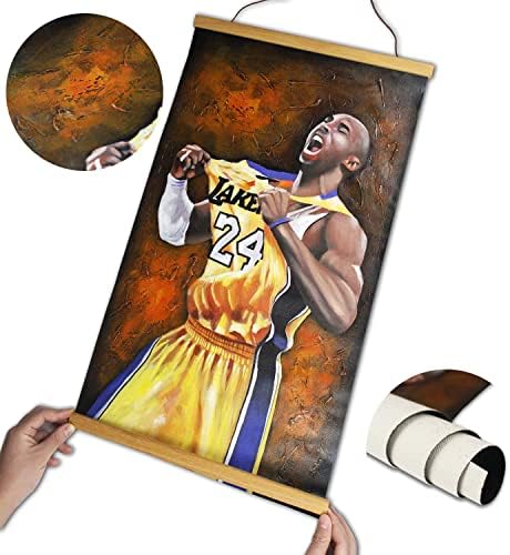 KBBLET кошарка Коби Брајант рачно насликано масло сликарство со рамка за истегнување wallидна уметност за деца куќа спална соба дневна