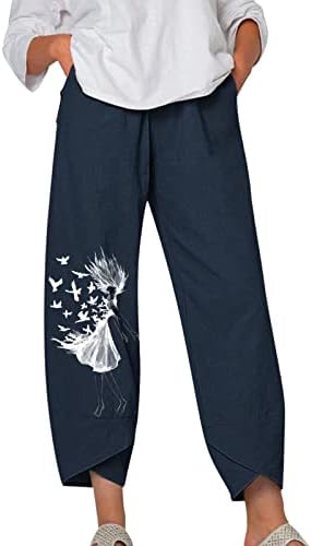 Панталони за фустани Miashui за жени случајна големина 22 женски долг памук и неправилно смалување формални кратки панталони за