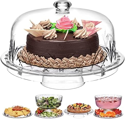 Задолжителна торта од Богангер со капак, чинија за чинија со купола, 6 во 1 повеќенаменска употреба, распрскувана и еднократна акрилик