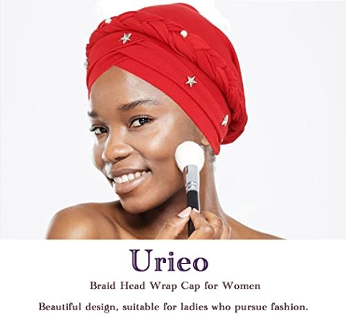 Уриоео африкански турбан капаче за глава на глава, испреплетена глава за завиткување на брадавици за жени, за жени пакет од 2