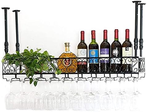 Висечки стаклен стаклен решетка таванот виси решетка за вино со стаклена држач полица за вино решетката за домаќинство за вино, висино