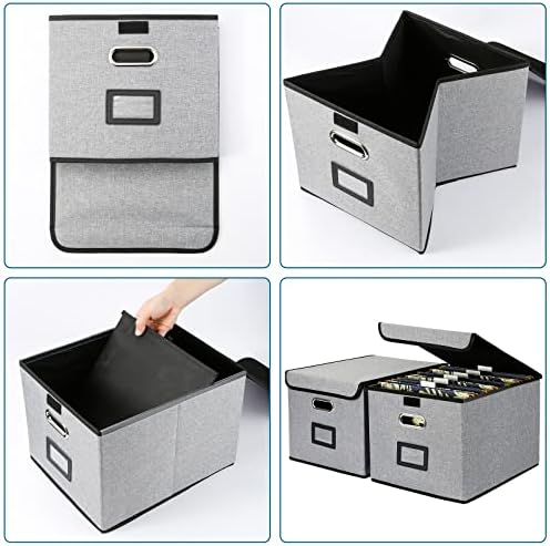 Побарајте преносни кутии за датотеки за складирање со капаци, решетки за складирање на канцелариски документи со пластичен слајд, 3