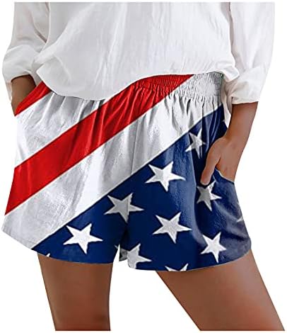 Патриотски шорцеви на американско знаме Ruiruilico летни обични шорцеви на плажа лабави се вклопуваат широки шорцеви за влечење на ногата