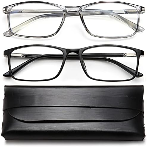 Ytdbns читање очила за блокирање на сина светлина - 2 пакувања на компјутерски читатели мажи жени пролетни шарки црна/сива, 1,0