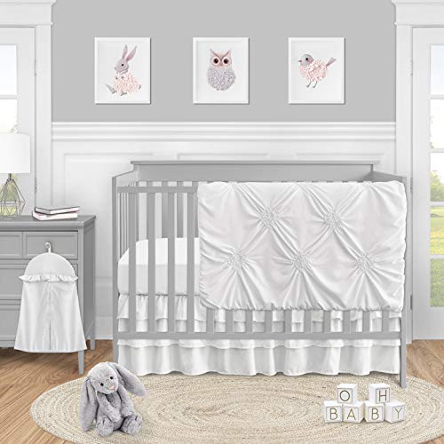 Слатка Jојо дизајнира цврста боја бела излитена шик шик Харпер бебе девојче постелнина поставена 4 парчиња